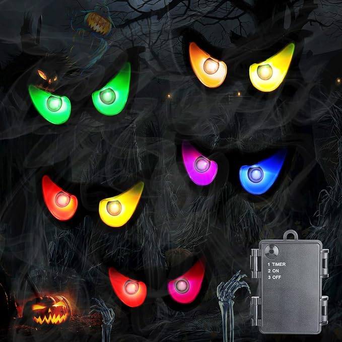 Halloween Spooky Eyes Lights, RGB Color Changing Flashing Eyes - skull lamp