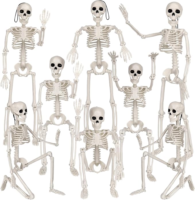 XIMISHOP 8pcs Posable Halloween Hanging Skeleton Decoration,16’BodySkeleton
