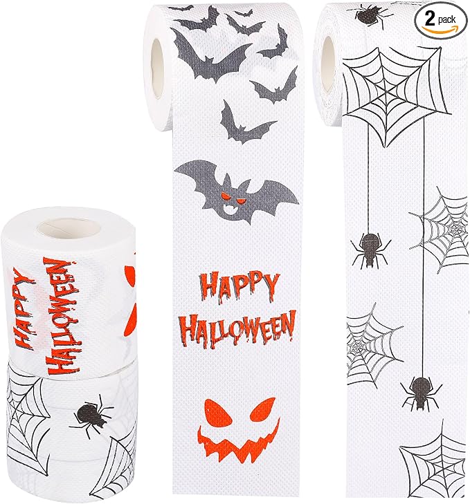 Halloween Party Supplies – 2 Rolls Toilet Paper – Halloween Party Decorations for Adults