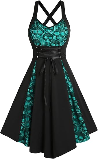 DRESSFO Gothic Sundress - sugar skull dress
