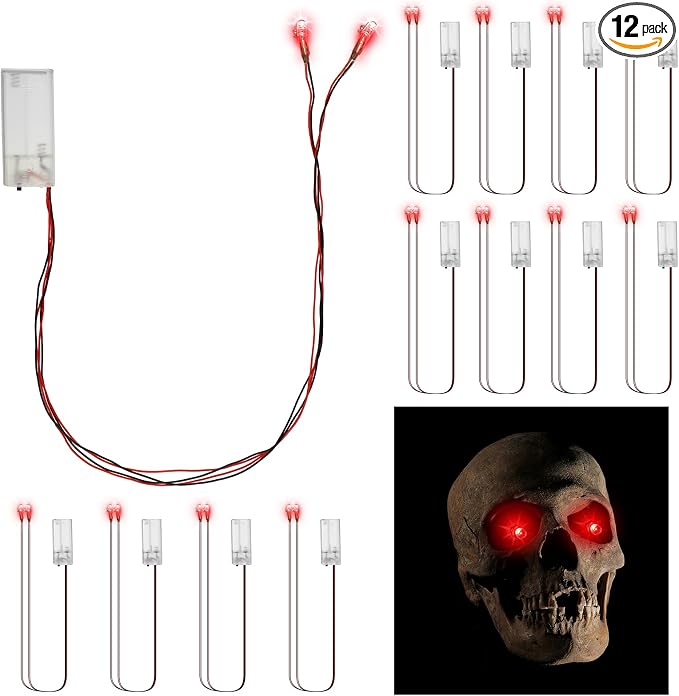 Xuhal 12 Pcs Halloween Glowing LED Eye Light, Red