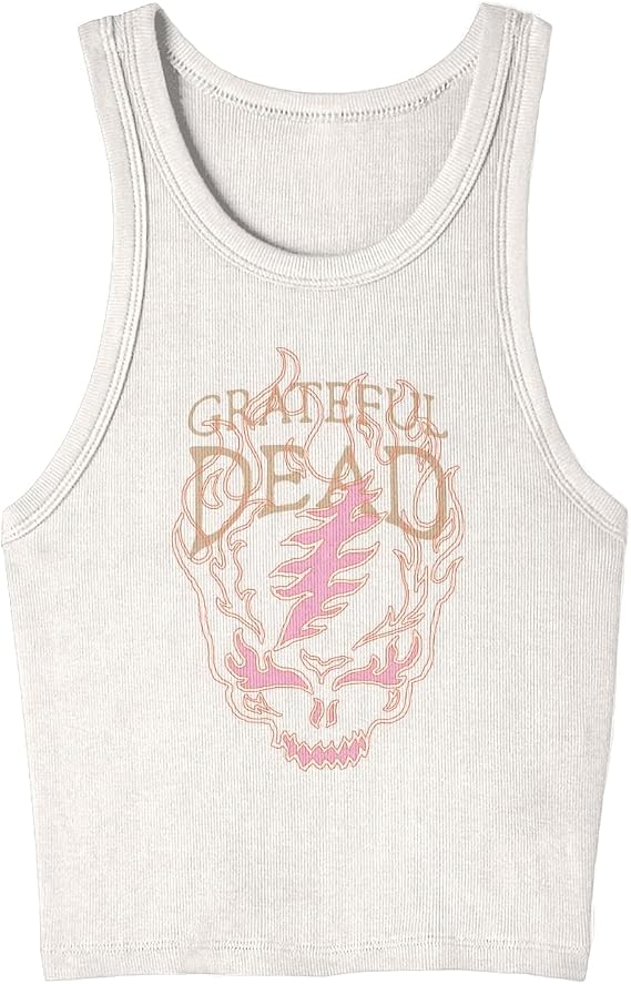 Grateful Dead Unisex Adult Grateful Dead Flaming Steal Your Face Tank Top - skull tank tops