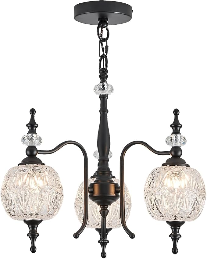 3-Light Black Pendant Light Fixtures, Modern Chandeliers for Kitchen Island Antique Kitchen Island Pendant Light for Farmhouse Living Room Bedroom Hotel - skull lamp