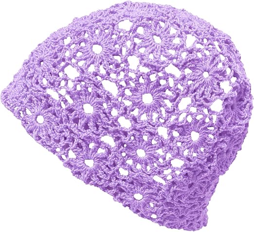 SUNONE11HKA Crochet Cutout Flower Skull Cap Handmade Knitted Women Beanie Daisy Lace Hats - skull hat