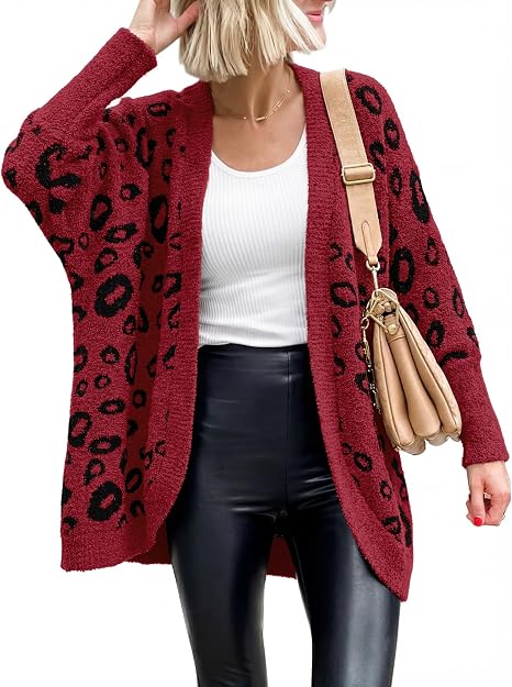 BTFBM Leopard Cardigan for Women Knit Fall Fashion Clothes - skull jacket