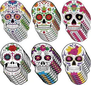 Tenceur 36 Pcs Day of The Dead Sugar Skull Cutouts Dia De Muertos Decor - skull figurine