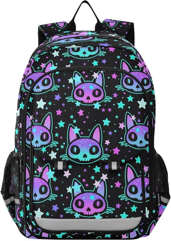 senya Backpack for Boys Girls, Golden Pirate Skull Backpack Students Bookbag Daypack for School Primary Teens - skull backpack