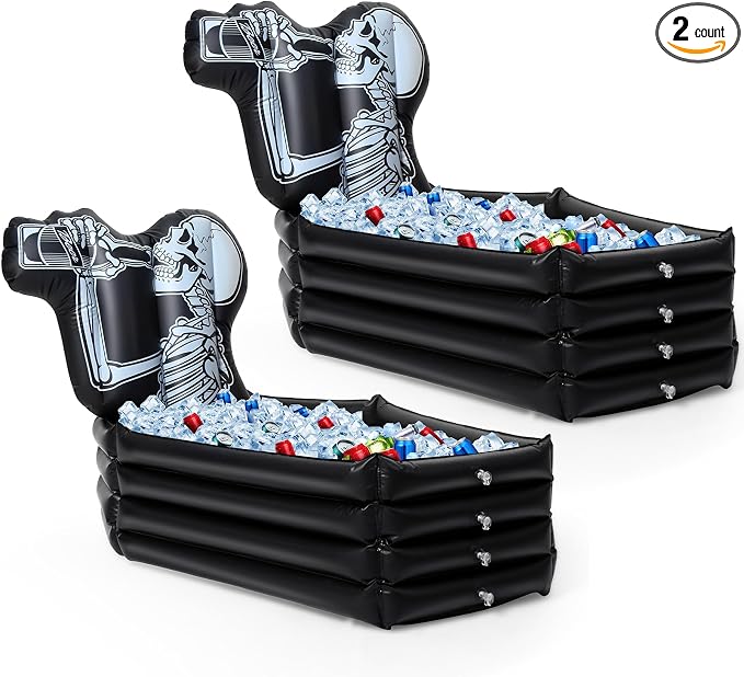 Liliful Halloween Inflatable Coffin Cooler 44 Inch with Spider - skull inflatable