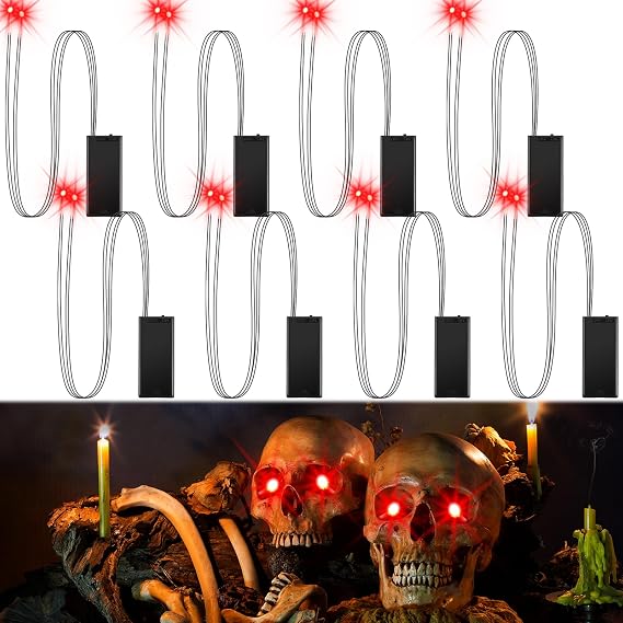 8Pack Halloween Glowing LED Eyes for Mask,Halloween LED Glowing Light Up Eyes,Glowing Eyes Lights for Halloween Skulls