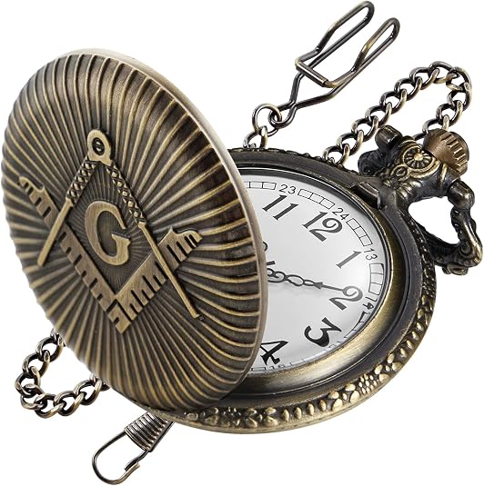 Bronze G Quartz Pocket Watch for Men, Men's Quartz Pocket Watch with Chain - skull watch