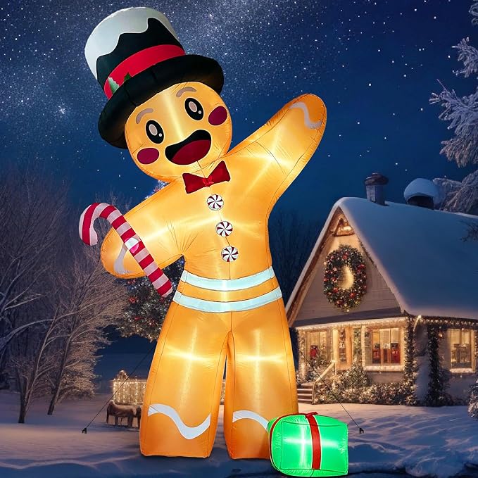 OurWarm 12FT Christmas Inflatables, Giant Gingerbread Christmas Decorations - skull inflatable