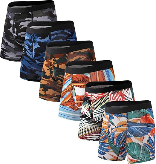 HAVVIS Men's Performance Underwear Boxer Briefs Soft Comfortable Bamboo Viscose Underwear for Men Multipack - skull swimsuit