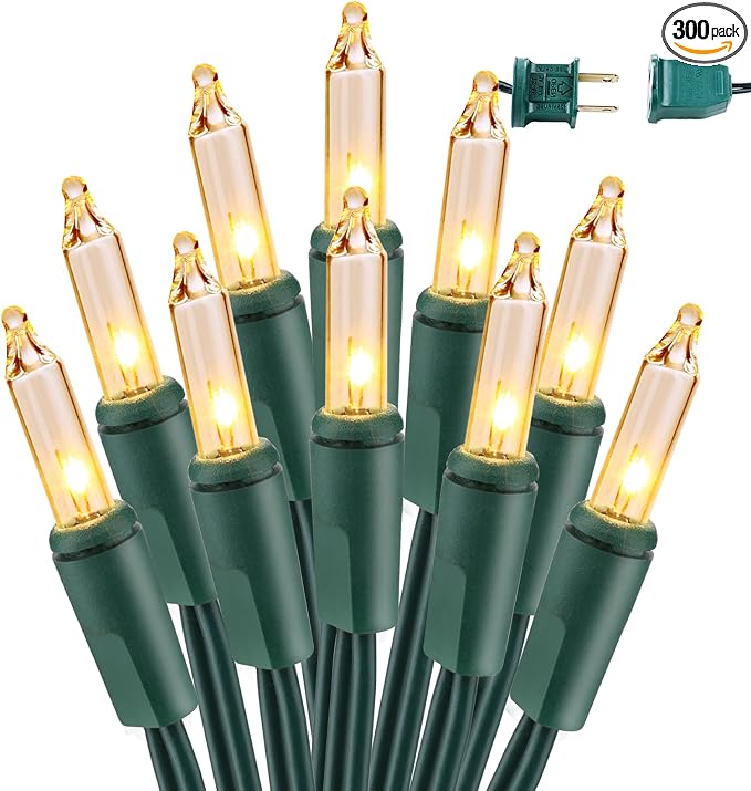 BrizLabs Clear Christmas Lights Outdoor 300 Count Incandescent Light String - string light