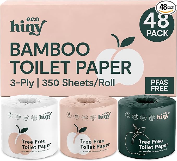 ecoHiny Premium Bamboo Toilet Paper 48 Mega Rolls 3ply 350 Sheets PFAS Free - skull toilet paper