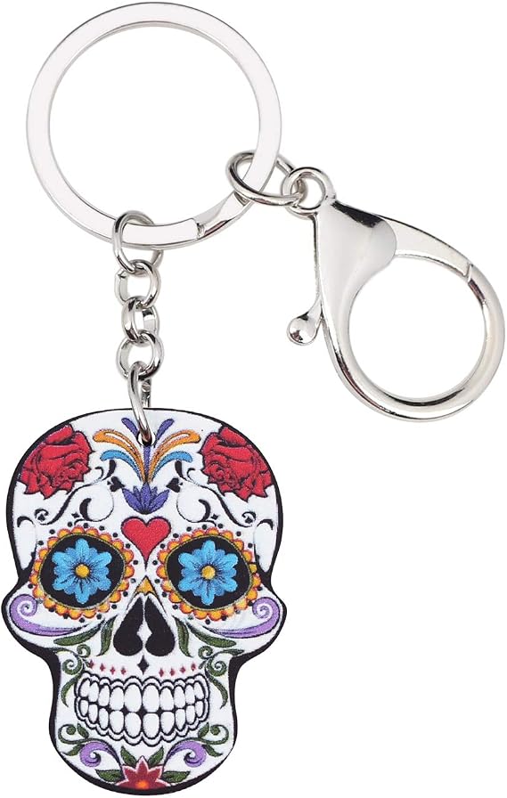 NEWEI Acrylic Halloween Horror Skull Zombie Keychains Voodoo Doll Keyring Jewelry for Women Girls Purse Car Accessories - sugar skull handbags for sale