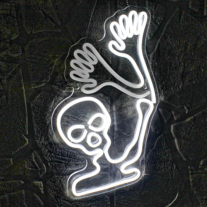 Skull Neon Sign Waving Ghost LED Halloween Wall Decor Light for Party