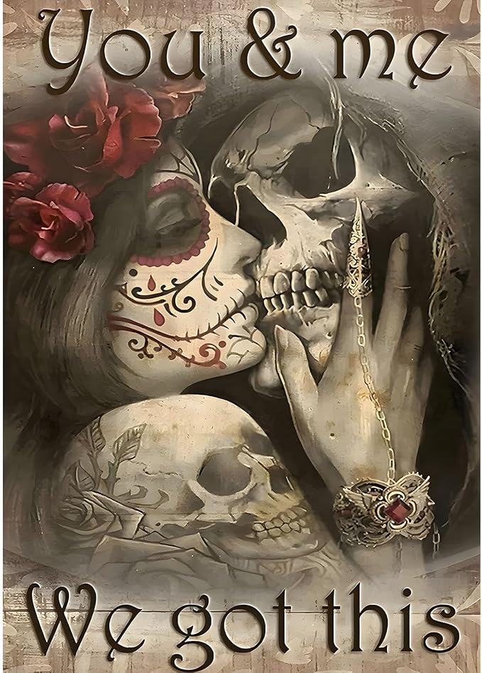 SENQAO Skull Diamond Painting Kits for Adults, Halloween Skull Lover DIY 5D Diamond Paintings by Number Kits Round Full Drill Diamond Art Paintings for Home Wall Decor 12x16inch