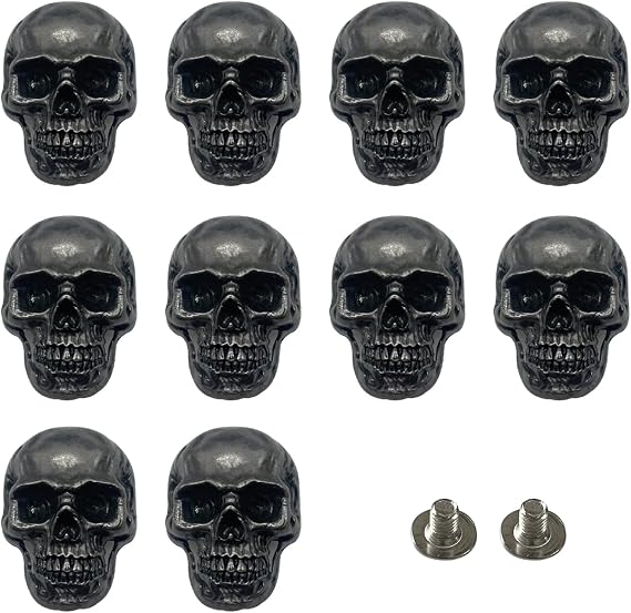 10 Pcs Skull Stud DIY Rivet Conchos for Leather Large Head Decorative Buckle for DIY Craft Making - skull wallet
