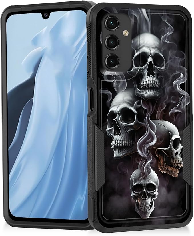 for Galaxy A14 5G Case,Heavy Duty Dual Layer Hybrid Hard PC Soft Rubber Shockproof Protective Rugged Bumper Case for Samsung Galaxy A14 5G 6.6" 2023,Unique Skull - Skull phone case