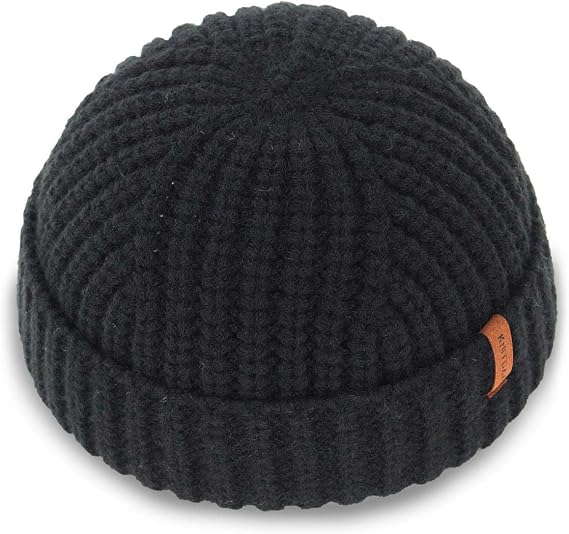 Chunky Wool Fisherman Short Beanie Hats Skull Cap for Men, Mens Thick Skater Streetwear Fishermans Beanie Daily Hat - skull hat