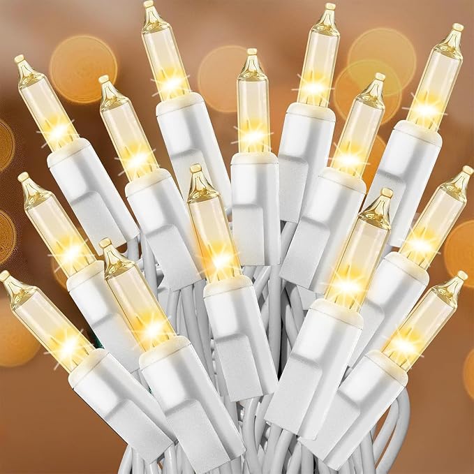 Clear Christmas Lights 50FT 200 Incandescent Bulbs Warm White Mini Lights with White Wire for Christmas Tree, Garland, Thanksgiving, Wedding, Party, Home, Indoor & Outdoor Festival Decoration - string light