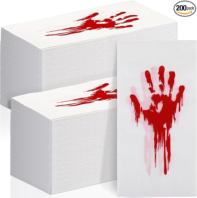 Zhanmai 200 Pcs Halloween Guest Napkins Bathroom Disposable Paper Towels - skull toilet paper