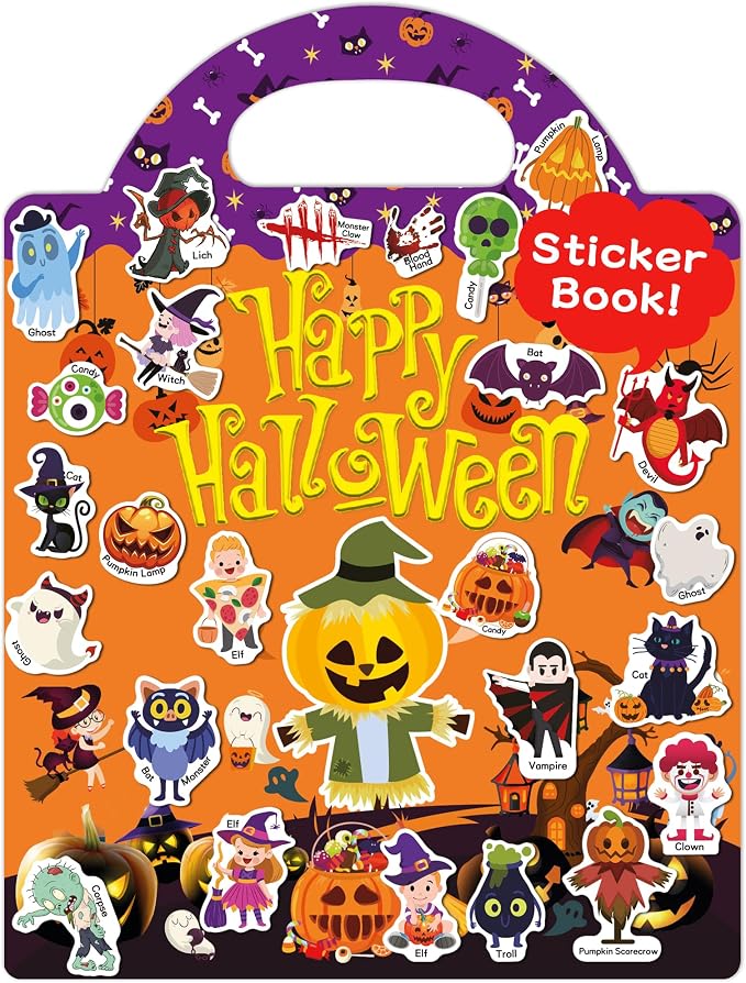 Benresive Reusable Sticker Book, Stickers for Kids, Travel Toy Gifts - skull sticker