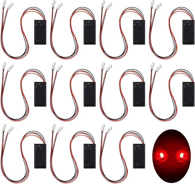 12 Pcs Halloween LED Glowing Light up Eyes for Mask Skeleton, Red