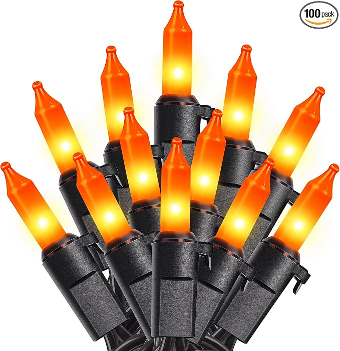 woohaha Orange Halloween Lights,25FT 100Count Halloween Mini String Lights - string light