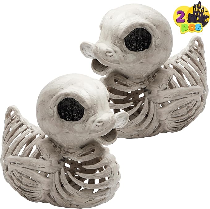 JOYIN 2 PCS 4.5” Duck Skeleton Plastic Bones Halloween Decorations for Spooky Animal Courtyard Halloween Graveyard Decor, Indoor Outdoor Prop Party Trick or Treat Decor - skeleton