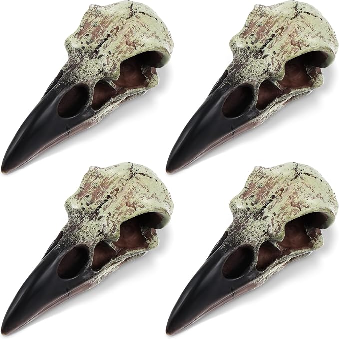 Geetery 4 Pcs Halloween Raven Skull Figurine Gothic Home Decor,2.36 Inch - skull figurine