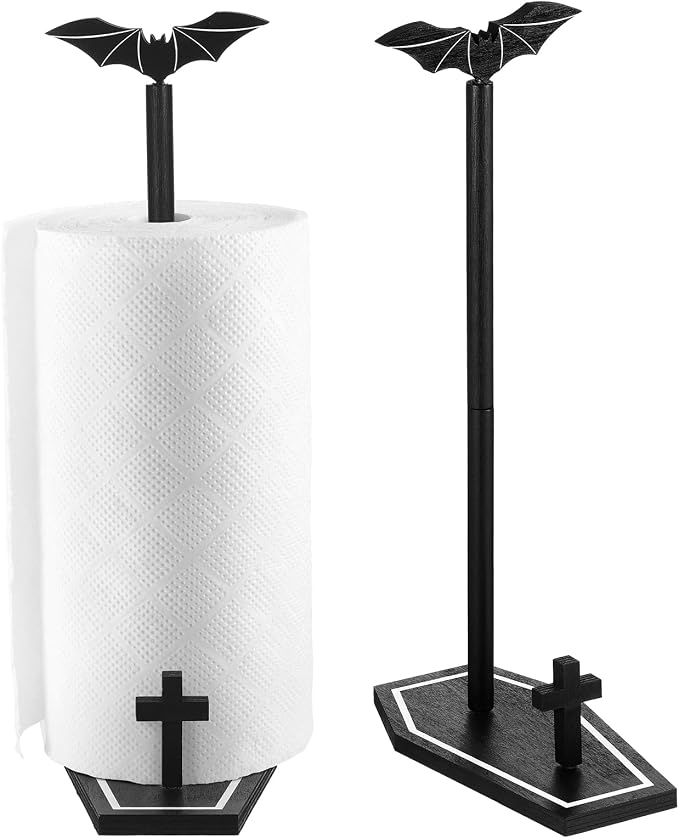 Halloween Kitchen Paper Towel Holder Bat Coffin Base Halloween Decor - skull toilet paper