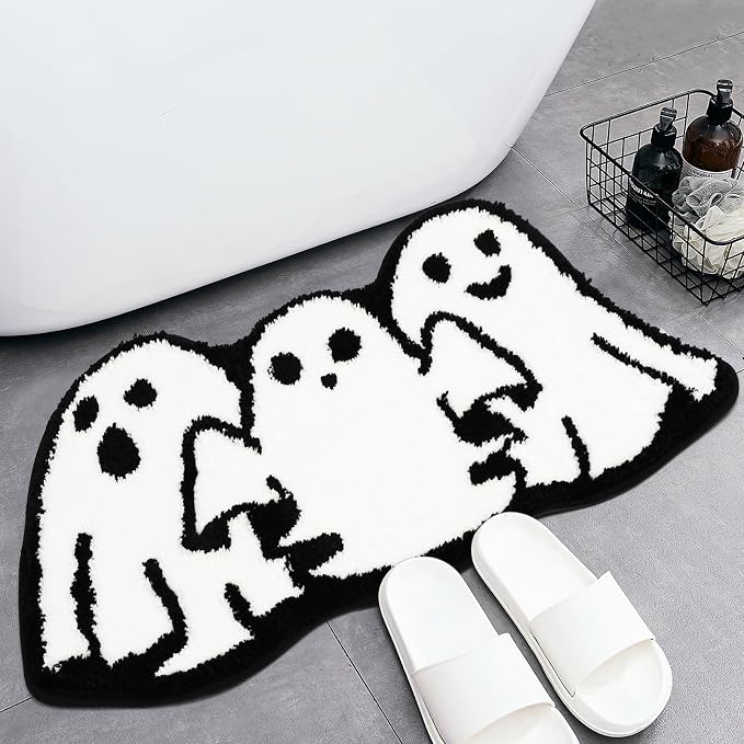 Percozzi Halloween Bath Mats Ghost Bathroom Rug Boo Spooky Tufted Rug - skull carpet