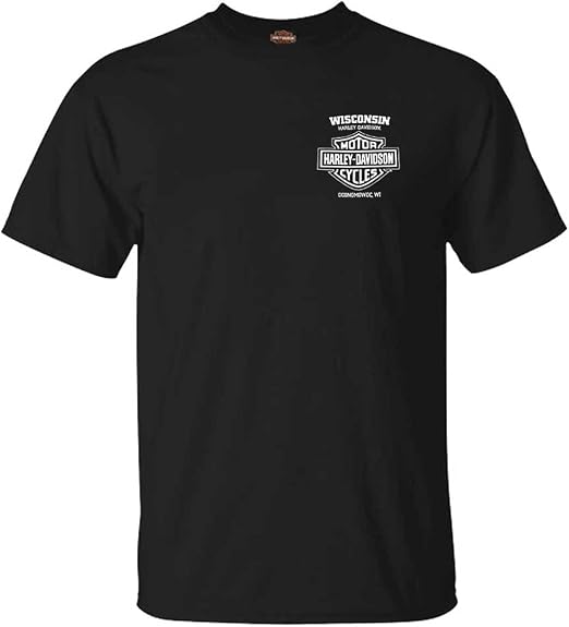 Harley-Davidson Men's Lightning Crest Crew-Neck Short Sleeve Cotton T-Shirt - skull tshirt
