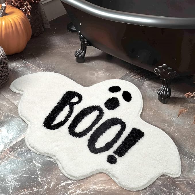 Ghost Bathroom Mat Halloween Bath Rug 20x32'' Gothic Funny Bathroom Decor - skull toilet mat