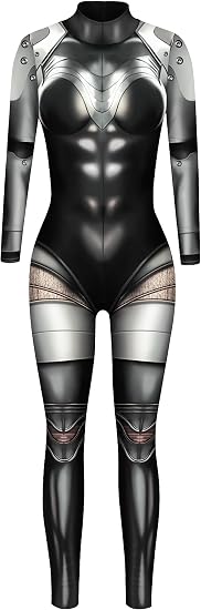 Panegy Women Men Skeleton Jumpsuit Adult Onesie 3D Skull Halloween Costume Romper Full Bodysuit Stretch Fit - sugar skull dress