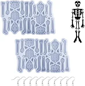 2 Pcs Halloween Skull Skeleton Earring Maker Resin Silicone Molds Epoxy Casting Mold for Halloween Craft DIY Jewelry Pendant Making (White) - skull ashtray