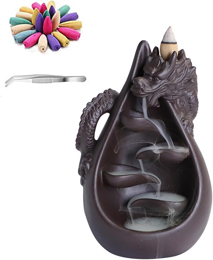 Ceramic Waterfall Backflow Incense Burner Set with 45 Cones - skull incense burner