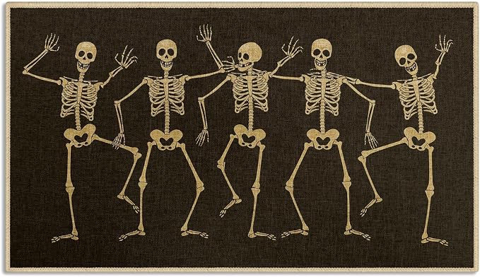 Arttown Halloween Door Mat, Blessed Welcome Mat, 17x30 Inch Skeleton Black - skull carpet