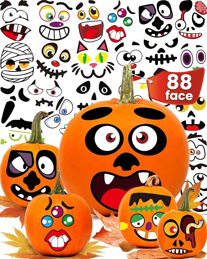 Halloween Pumpkin Face Sticker for Kid, Decorating Painting Kit Decoration - skull painting