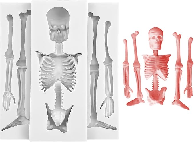 Halloween Skull Skeleton Fondant Silicone Mold Skull Chocolate Epoxy Resin Mold Candy Biscuit Sugar Pudding Baking Mold for Cake Decoration - skull ashtray