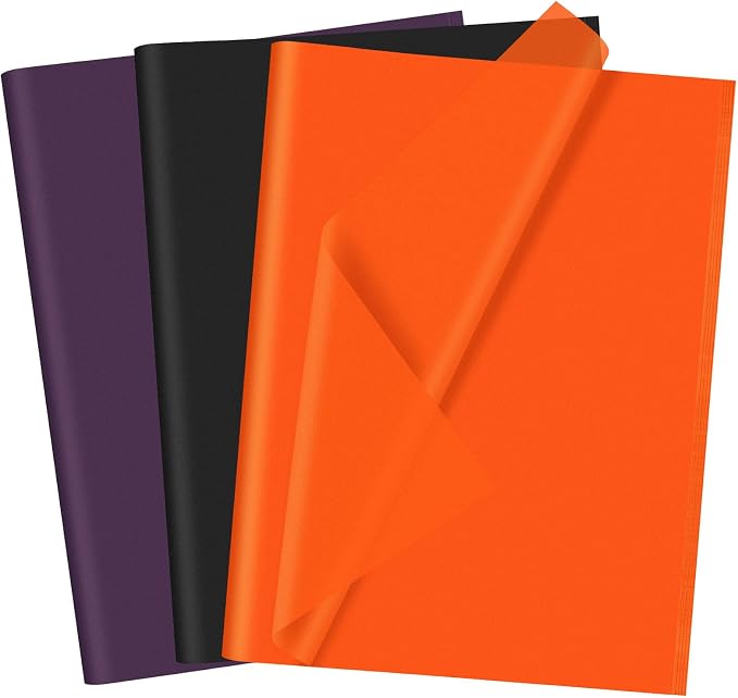 CHRORINE 60 Sheets Halloween Tissue Paper Multicolor Art Gift Wrapping Tissue Paper Bulk for DIY Crafts Decor Halloween Holiday Party （ Orange/Purple/Black） - skull toilet paper