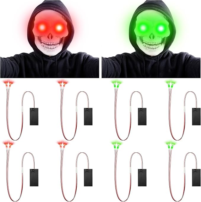 8 Pcs Halloween LED Glowing Eyes Light up Eyes with Battery Box