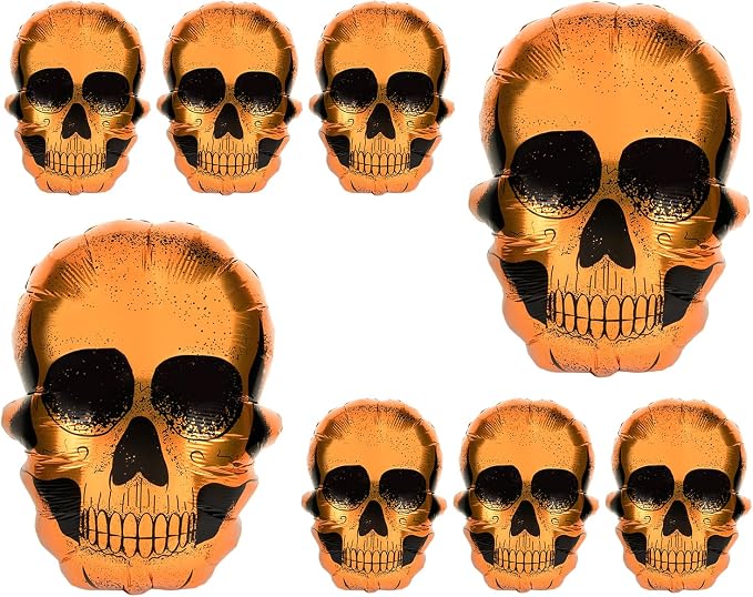 DS. DISTINCTIVE STYLE Skull Balloons 8 Pieces 23.6 Inch Halloween Foil Balloons Great Addition for Halloween Party Balloon Arch - skull inflatable