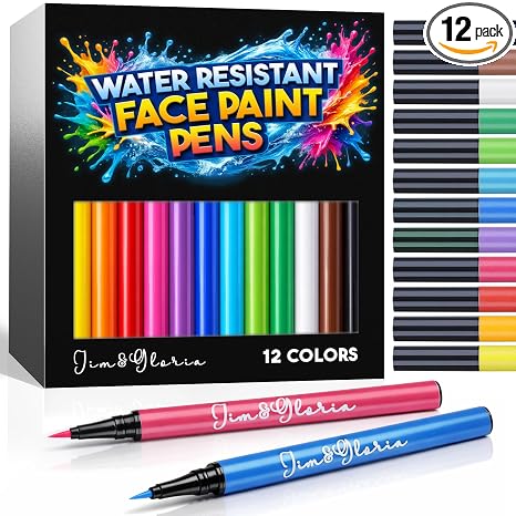Jim&Gloria Water Resistant Face Paint Tattoo Pen, Temporary Tattoo Markers for Skin, Body Painting Kit, Teen Girl Gifts Trendy Stuff, Makeup Toys Crafts, Christmas Gifts for Teenage Girls, Adults