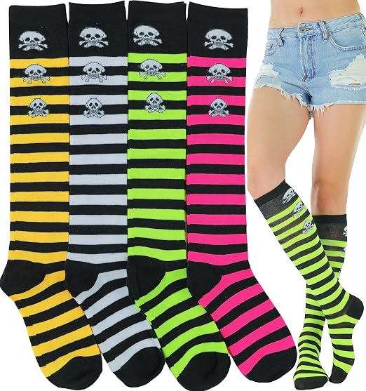 ToBeInStyle Women's Colorful Patterned Design Knee High Socks - sugar skull costume