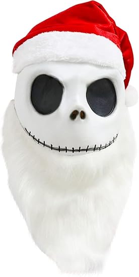 Skeleton Santa Mask Christmas Mask with Santa Hat Costume Mask for Adults - skeleton