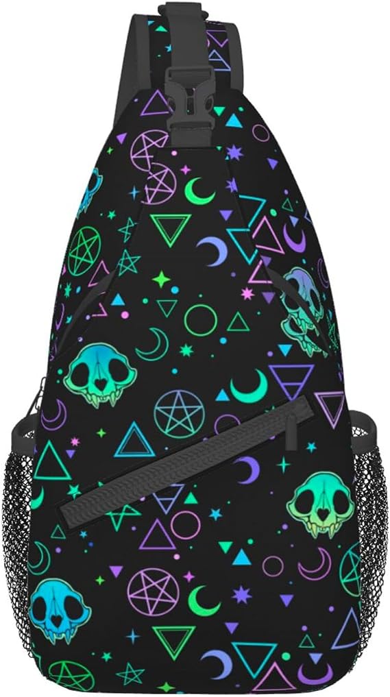 VOOHDDY Crossbody Bag For Women Men Travel Hiking Backpack Sling Shoulder Chest Bags Casual Daypack Purse Sport - skull suitcase