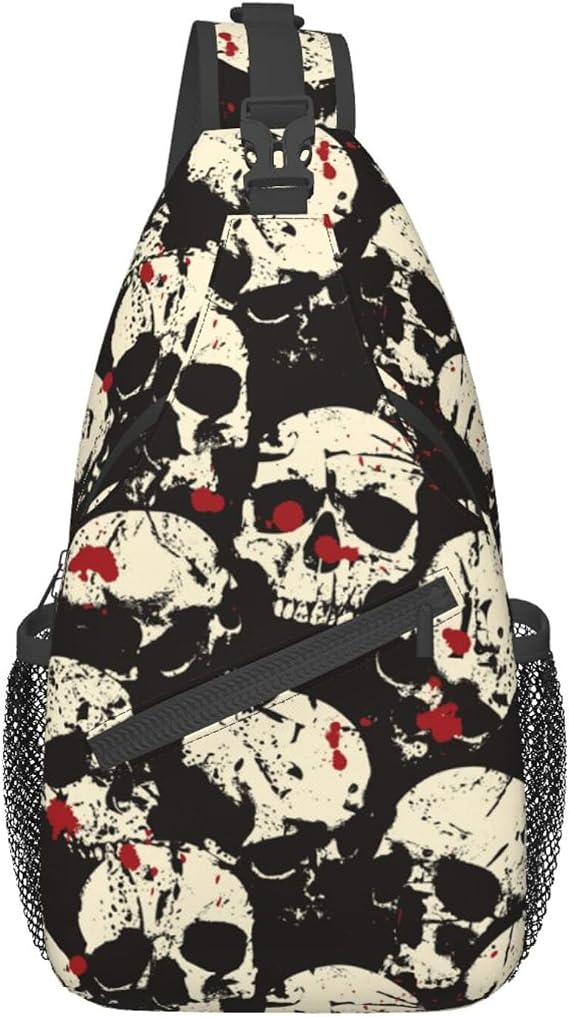 VOOHDDY Crossbody Bag For Women Men Travel Hiking Backpack Sling Shoulder Chest Bags Casual Daypack Purse Sport - skull backpack