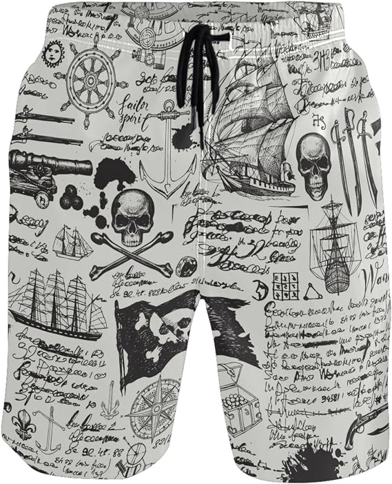 visesunny Fashion Men's Novelty Swim Trunks Quick Dry Swimwear Summer Beach Sports Board Shorts Floral Bathing Suit - skull swimsuit